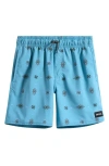 Rip Curl Kids' Fun Times Water Repellent Volley Swim Trunks In Blue Lagoon