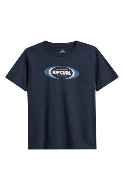 Rip Curl Kids' Graphic Cotton T-shirt In Blue