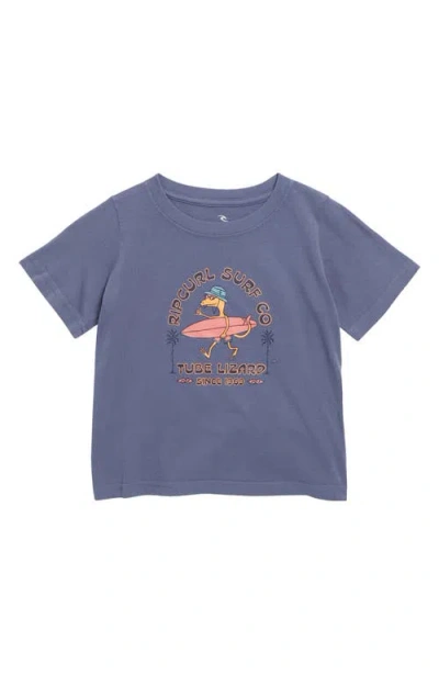Rip Curl Kids' Grom Energy Lizard Cotton Graphic T-shirt In Vintage Navy