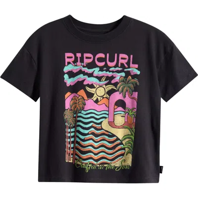Rip Curl Kids' Half Moon Bay Cotton Graphic T-shirt In Black