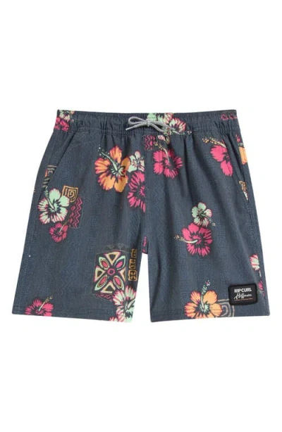 Rip Curl Kids' Hoffman Volley Swim Trunks In Navy