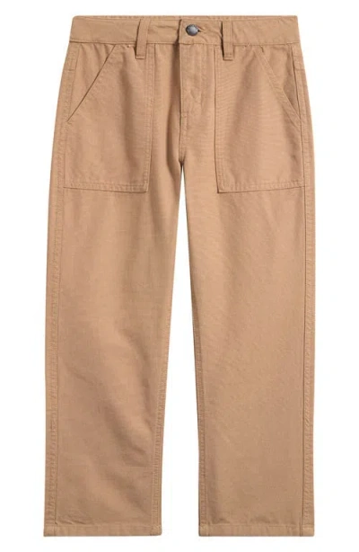 Rip Curl Kids' Hyped Canvas Straight Leg Pants In Brown