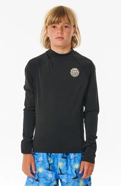 Rip Curl Kids' Icons Long Sleeve Rashguard In Black