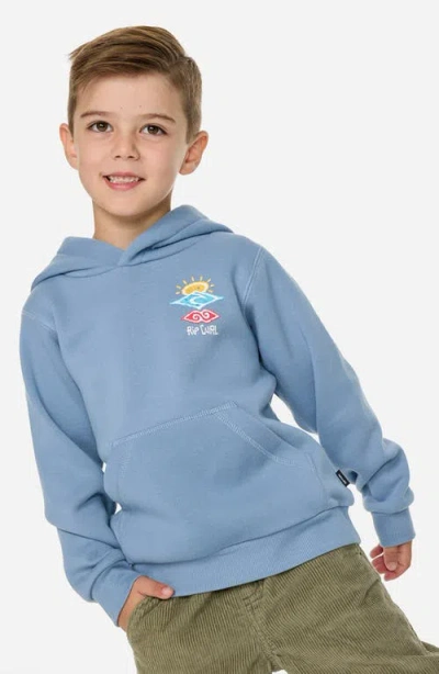 Rip Curl Kids' Icons Of Shred Organic Cotton Hoodie In Blue