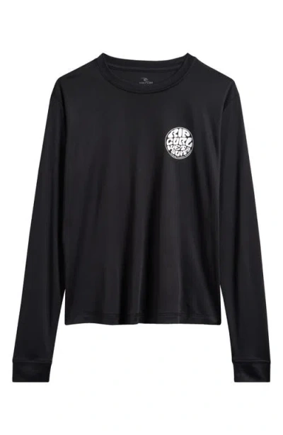 Rip Curl Kids' Icons Surlite Long Sleeve Rashguard In Black