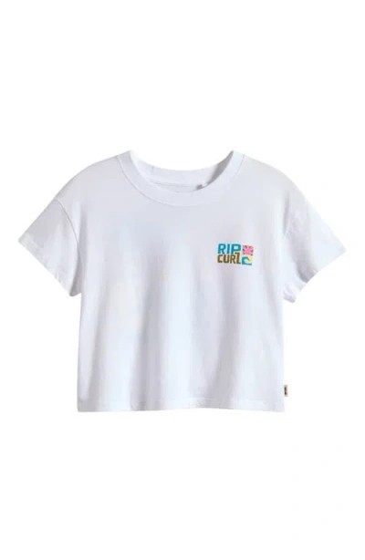 Rip Curl Kids' Island Cotton Cropped T-shirt In White