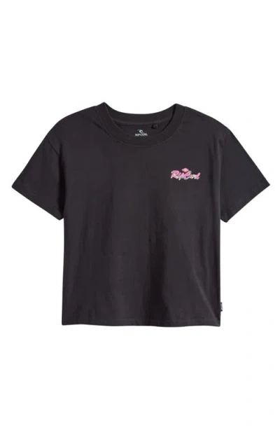 Rip Curl Kids' Logo Crop T-shirt In Black