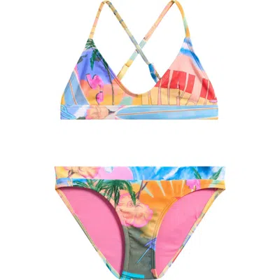 Rip Curl Kids' Malibu Two-piece Swimsuit In Multi