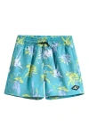 Rip Curl Kids' Mason Floral Volley Swim Trunks In Blue Lagoon