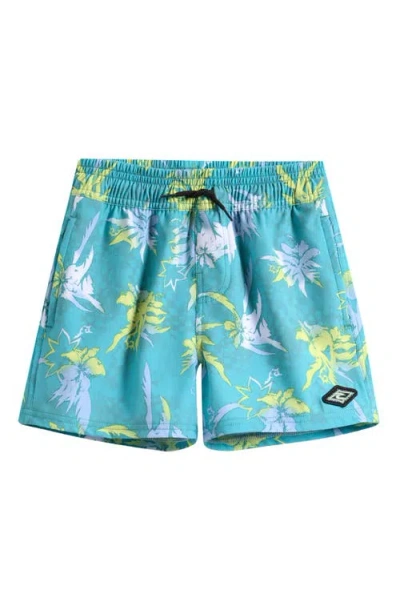 Rip Curl Kids' Mason Floral Volley Swim Trunks In Blue Lagoon