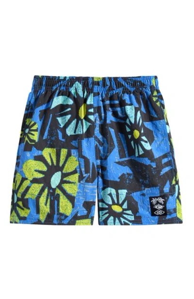 Rip Curl Kids' Mason Liquid Trips Swim Trunks In Blue