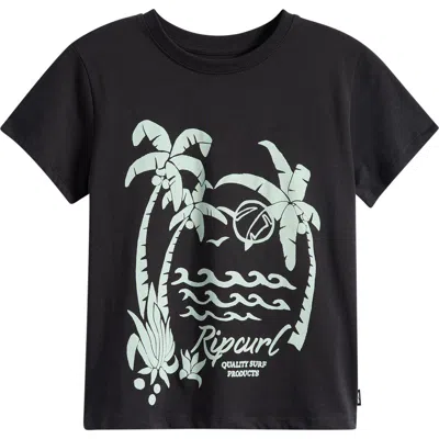 Rip Curl Kids' Moon Standard Cotton Graphic T-shirt In Black
