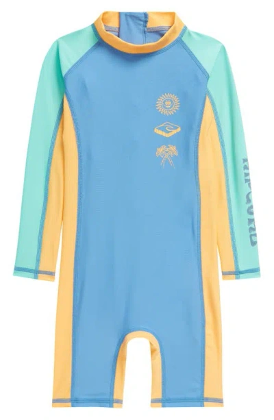 Rip Curl Kids' Mystic Long Sleeve One-piece Rashguard Swimsuit In Blue Yonder