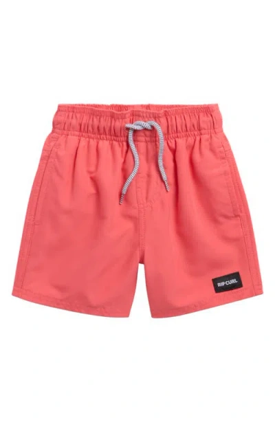 Rip Curl Kids' Offset Volley Swim Trunks In Red