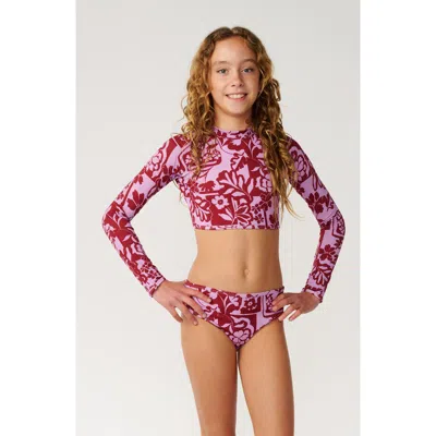 Rip Curl Kids' Pacific Coast Two-piece Rashguard Swimsuit In Red