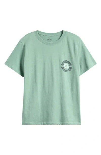 Rip Curl Kids' Pacific Rinse Circle Cotton Graphic T-shirt In Green