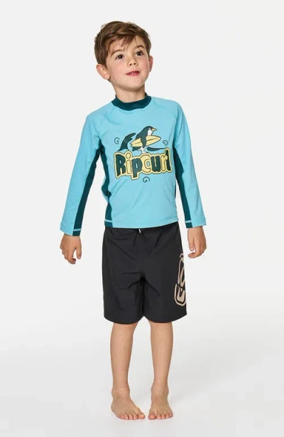 Rip Curl Kids' Paddle Out Art Upf 50+ Long Sleeve Rashguard In Blue