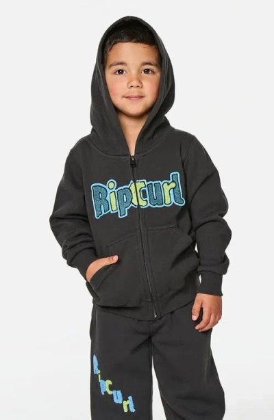 Rip Curl Kids' Paddle Out Fleece Zip Hoodie In Black