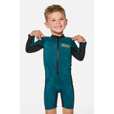 Rip Curl Kids' Paddle Out Long Sleeve One-piece Rashguard Swimsuit In Blue