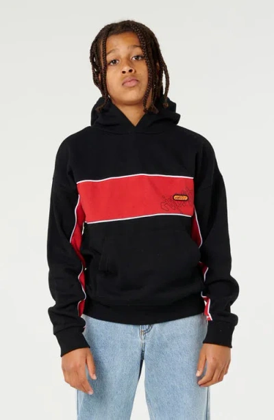 Rip Curl Kids' Panel Beater Fleece Hoodie In Black