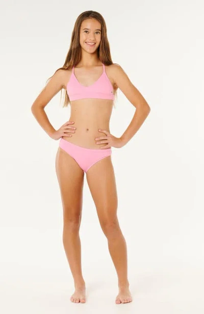 Rip Curl Kids' Premium Rib Two-piece Swimsuit In Pink