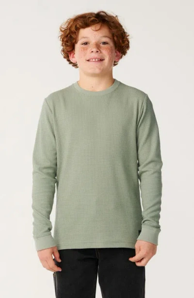 Rip Curl Kids' Premium Surf Waffle Knit Long Sleeve Top In Green