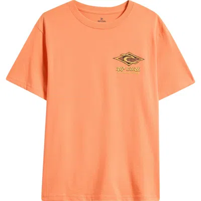Rip Curl Kids' Raw Energy Dolphin Cotton Graphic Logo T-shirt In Mandarin Zest