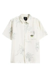 Rip Curl Kids' Raw Energy Short Sleeve Cotton Button-up Shirt In Bone