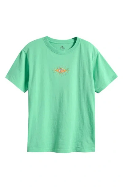 Rip Curl Kids' Raw Energy Skull Cotton T-shirt In Neon Green