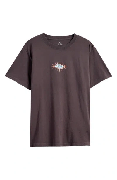 Rip Curl Kids' Raw Energy Skull Cotton T-shirt In Washed Black