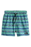 Rip Curl Kids' Raw Energy Stripe Volley Swim Trunks In Neon Green