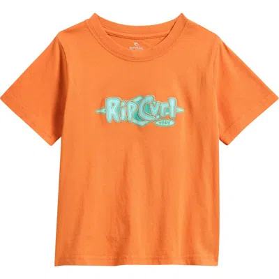 Rip Curl Kids' Ride The Wave Logo Graphic T-shirt In Orange