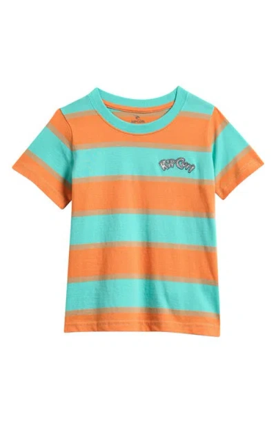 Rip Curl Kids' Ride The Wave Stripe Cotton T-shirt In Blue