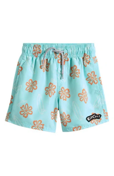 Rip Curl Kids' Ride The Wave Swim Trunks In Green