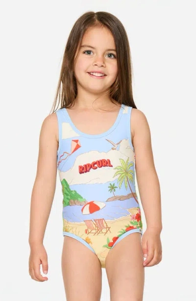 Rip Curl Kids' Road Trip One-piece Swimsuit In Blue