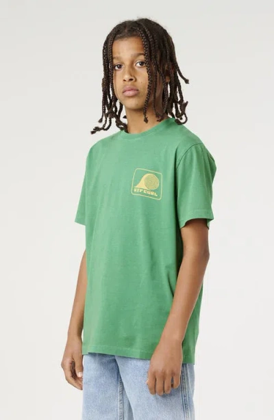Rip Curl Kids' Rolling Wave Cotton Graphic T-shirt In Green