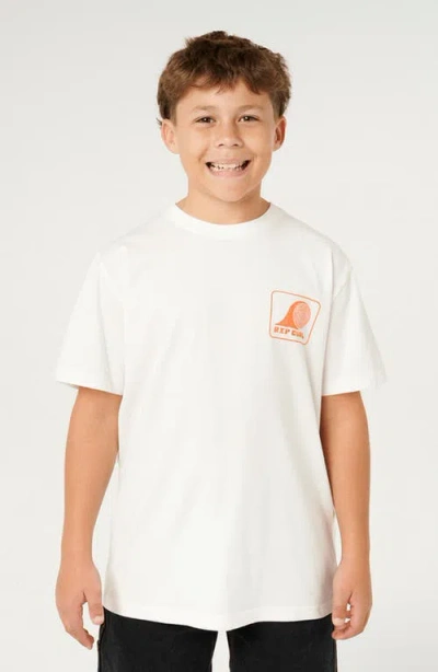 Rip Curl Kids' Rolling Wave Cotton Graphic T-shirt In White