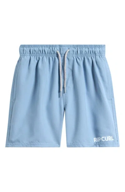 Rip Curl Kids' Streamline Offset Volley Swim Trunks In Blue