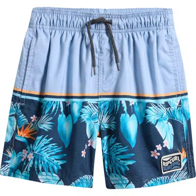 Rip Curl Kids' Streamline Stripe Volley Swim Trunks In Blue