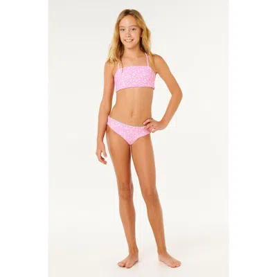 Rip Curl Kids' Sunshine Reversible Two-piece Swimsuit In Pink