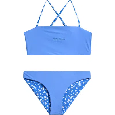 Rip Curl Kids' Sunshine Reversible Two-piece Swimsuit In Blue