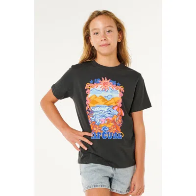 Rip Curl Kids' Sunshine Squad Cotton Graphic T-shirt In Black