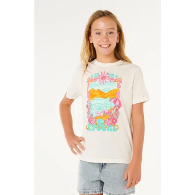 Rip Curl Kids' Sunshine Squad Cotton Graphic T-shirt In White