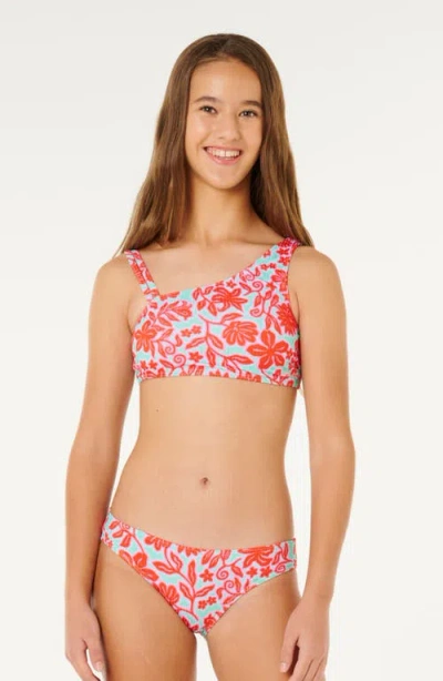 Rip Curl Kids' Sunshine Squad Rib Two-piece Swimsuit In Multi