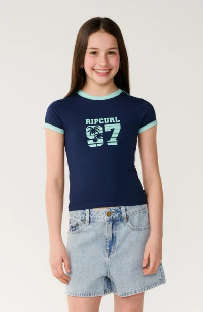 Rip Curl Kids' Surf 97 Graphic Fitted Ringer Tee In Blue