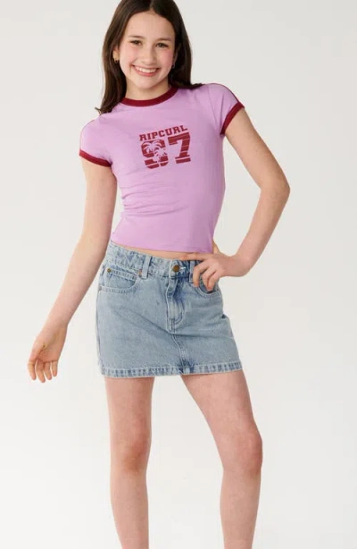 Rip Curl Kids' Surf 97 Graphic Fitted Ringer Tee In Purple