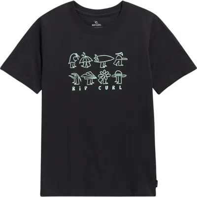Rip Curl Kids' Surf Check Cotton Graphic T-shirt In Black