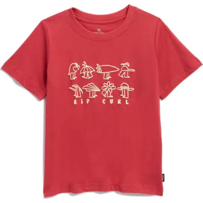 Rip Curl Kids' Surf Check Cotton Graphic T-shirt In Red