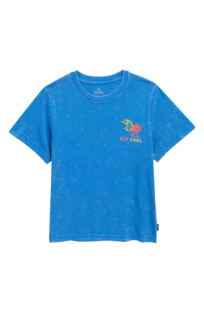 Rip Curl Kids' Surf Check Wash Embroidered Cotton T-shirt In Blue