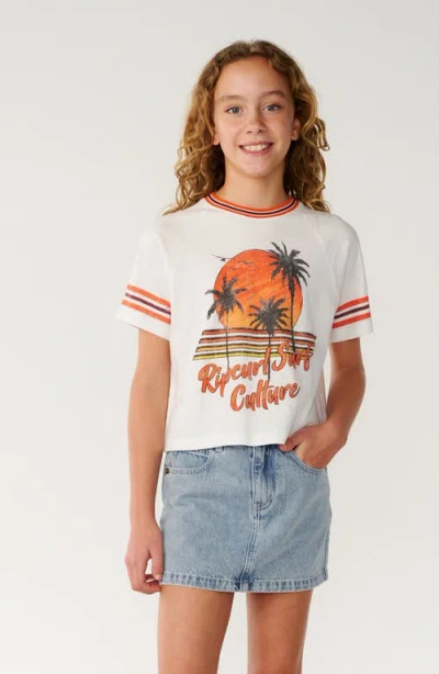 Rip Curl Kids' Surf Culture Graphic Crop T-shirt In White